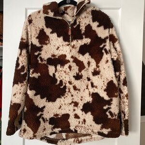 Cow print Sherpa pull over oversized